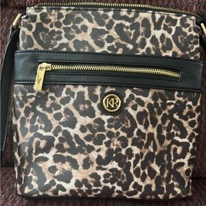 Kim Rogers Leopard Print Crossbody Bag in Brown and Black